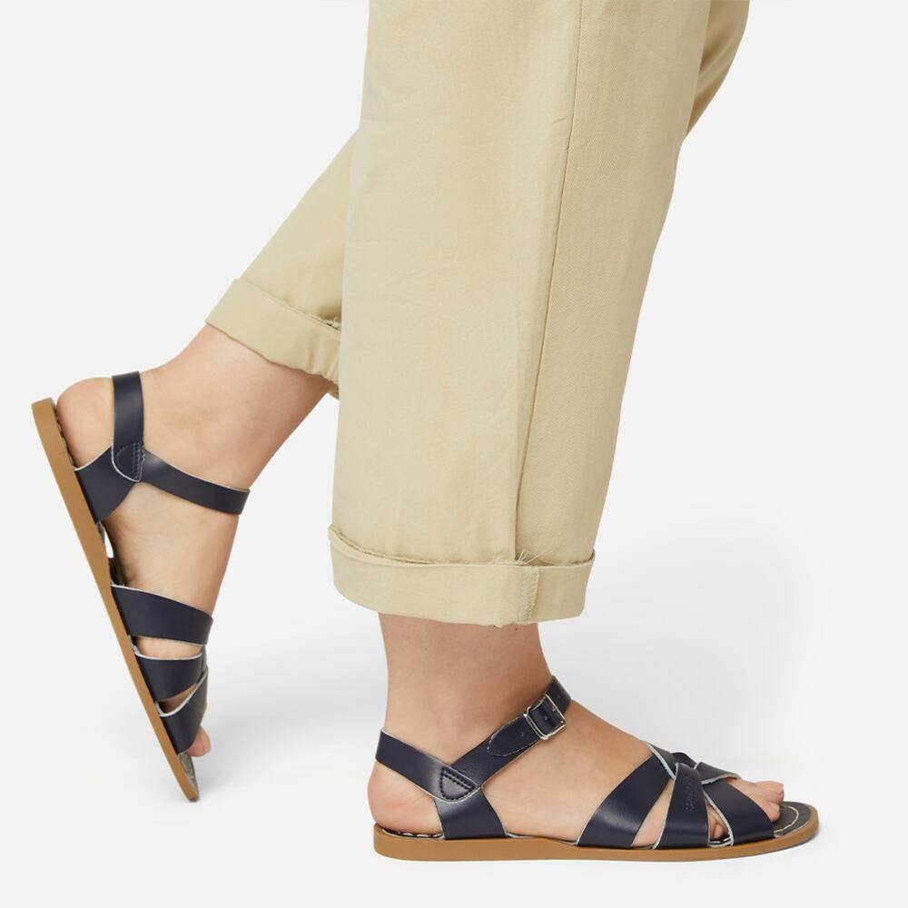 Salt Water original sandals navy blue leather sz 5 $72 SH31